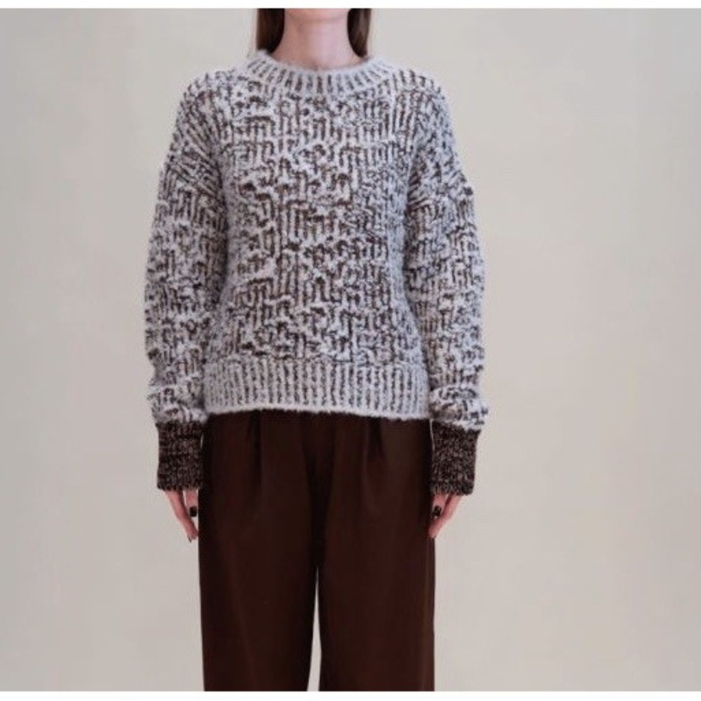 TELA Loto Sweater XS Cream Brown Wool Alpaca Made in Italy